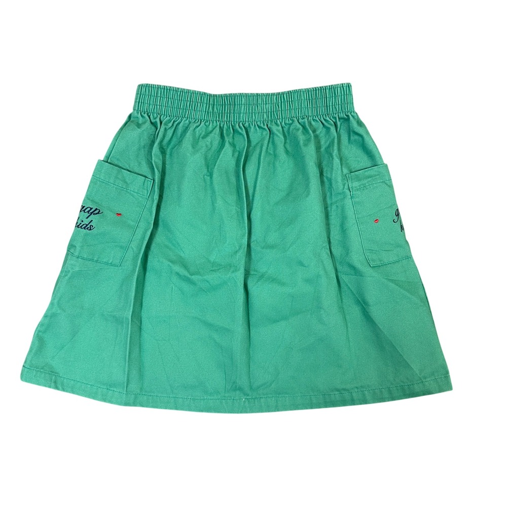 Gap Kids Girls XL Green Elastic Waist A-Line Skirt with Pockets and Heart Detail